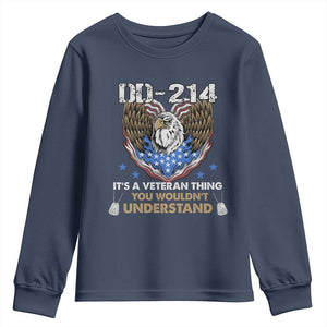 DD-214 Its A Veteran Thing You Wouldnt Understand Youth Sweatshirt Patriotic American Eagle Military Pride Graphic TS02 Navy Print Your Wear