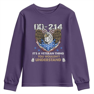DD-214 Its A Veteran Thing You Wouldnt Understand Youth Sweatshirt Patriotic American Eagle Military Pride Graphic TS02 Purple Print Your Wear