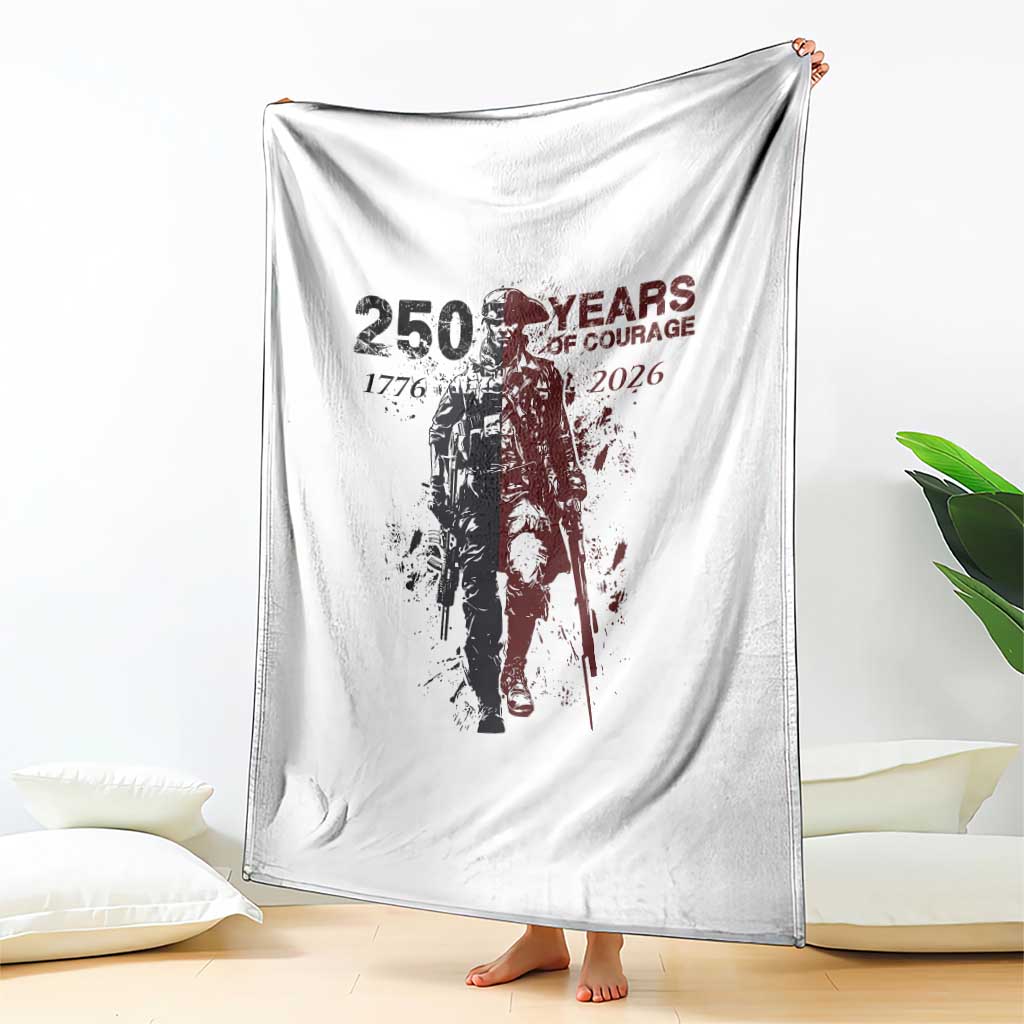 250 Years of Courage Commemorative Patriotic Soldier Throw Blanket American Revolution to Modern Military 1776 to 2026 Semiquincentennial TS02 Print Your Wear