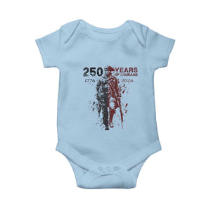 250 Years of Courage Commemorative Patriotic Soldier Baby Onesie American Revolution to Modern Military 1776 to 2026 Semiquincentennial TS02 Light Blue Print Your Wear