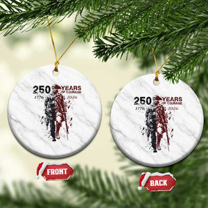 250 Years of Courage Commemorative Patriotic Soldier Ceramic Ornament American Revolution to Modern Military 1776 to 2026 Semiquincentennial TS02 1pc White Marble Print Your Wear