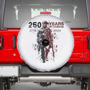 250 Years of Courage Commemorative Patriotic Soldier Spare Tire Cover American Revolution to Modern Military 1776 to 2026 Semiquincentennial TS02 White Print Your Wear