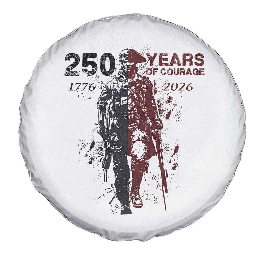 250 Years of Courage Commemorative Patriotic Soldier Spare Tire Cover American Revolution to Modern Military 1776 to 2026 Semiquincentennial TS02 Print Your Wear