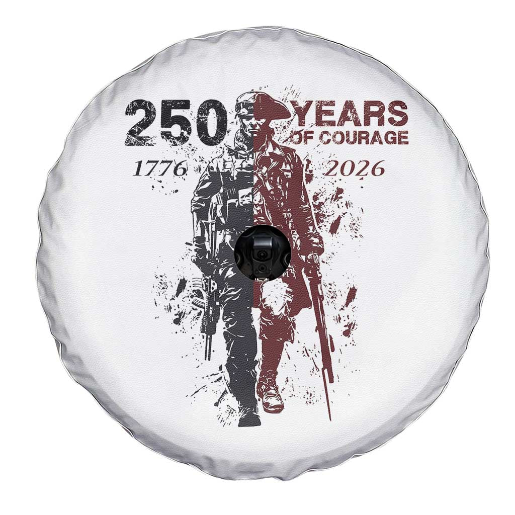 250 Years of Courage Commemorative Patriotic Soldier Spare Tire Cover American Revolution to Modern Military 1776 to 2026 Semiquincentennial TS02 Print Your Wear