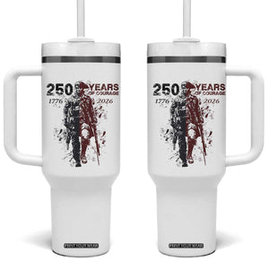 250 Years of Courage Commemorative Patriotic Soldier Tumbler With Handle American Revolution to Modern Military 1776 to 2026 Semiquincentennial TS02 One Size: 40 oz White Print Your Wear