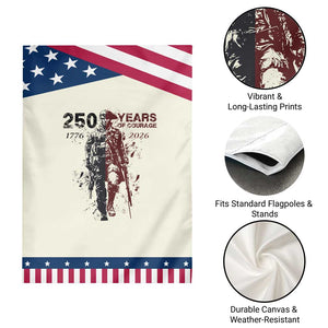 250 Years of Courage Commemorative Soldier Patriotic Garden Flag American Revolution to Modern Military 1776 to 2026 Semiquincentennial