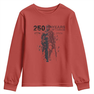 250 Years of Courage Commemorative Patriotic Soldier Youth Sweatshirt American Revolution to Modern Military 1776 to 2026 Semiquincentennial TS02 Red Print Your Wear