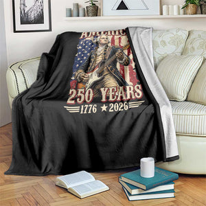 America 250 Years George Washington Rock Star Throw Blanket Funny Electric Guitar Player Vintage American Flag 1776 to 2026 Semiquincentennial TS02 Print Your Wear