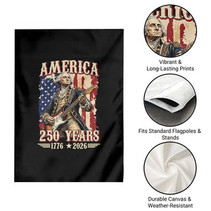 America 250 Years George Washington Rock Star Garden Flag Funny Electric Guitar Player Vintage American Flag 1776 to 2026 Semiquincentennial TS02 Print Your Wear