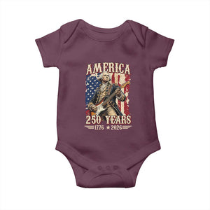 America 250 Years George Washington Rock Star Baby Onesie Funny Electric Guitar Player Vintage American Flag 1776 to 2026 Semiquincentennial TS02 Maroon Print Your Wear