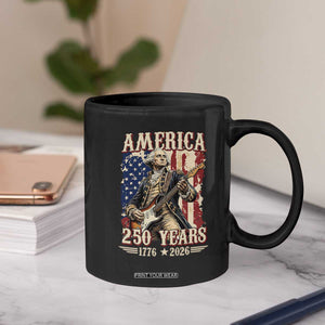 America 250 Years George Washington Rock Star Coffee Mug Funny Electric Guitar Player Vintage American Flag 1776 to 2026 Semiquincentennial TS02 Print Your Wear