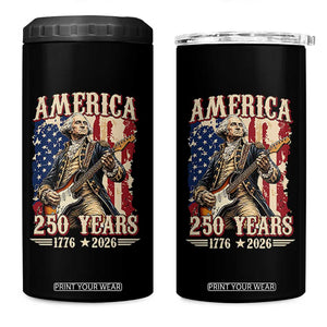 America 250 Years George Washington Rock Star 4 in 1 Can Cooler Tumbler Funny Electric Guitar Player Vintage American Flag 1776 to 2026 Semiquincentennial TS02 One Size: 16 oz Black Print Your Wear
