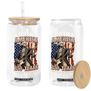 America 250 Years George Washington Rock Star Glass Can Funny Electric Guitar Player Vintage American Flag 1776 to 2026 Semiquincentennial TS02 Print Your Wear