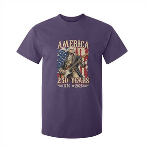 America 250 Years George Washington Rock Star T Shirt For Kid Funny Electric Guitar Player Vintage American Flag 1776 to 2026 Semiquincentennial TS02 Purple Print Your Wear