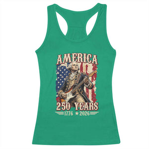 America 250 Years George Washington Rock Star Racerback Tank Top Funny Electric Guitar Player Vintage American Flag 1776 to 2026 Semiquincentennial TS02 Irish Green Print Your Wear