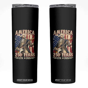 America 250 Years George Washington Rock Star Skinny Tumbler Funny Electric Guitar Player Vintage American Flag 1776 to 2026 Semiquincentennial