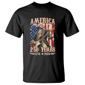 America 250 Years George Washington Rock Star T Shirt Funny Electric Guitar Player Vintage American Flag 1776 to 2026 Semiquincentennial TS02 Black Print Your Wear
