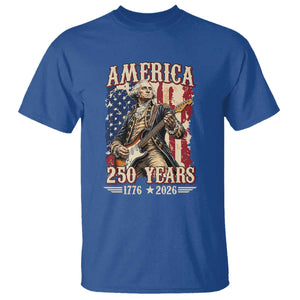 America 250 Years George Washington Rock Star T Shirt Funny Electric Guitar Player Vintage American Flag 1776 to 2026 Semiquincentennial TS02 Royal Blue Print Your Wear