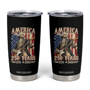 America 250 Years George Washington Rock Star Tumbler Cup Funny Electric Guitar Player Vintage American Flag 1776 to 2026 Semiquincentennial TS02 Black Print Your Wear