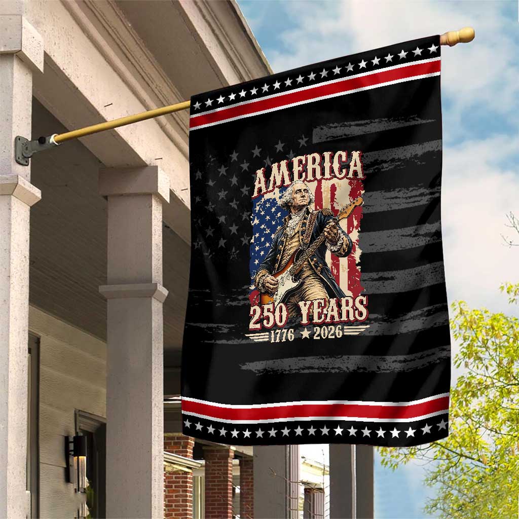 America 250 Years George Washington Rock Star Patriotic Garden Flag Funny Electric Guitar Player Vintage American Flag 1776 to 2026 Semiquincentennial