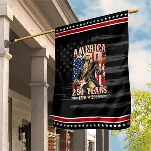America 250 Years George Washington Rock Star Patriotic Garden Flag Funny Electric Guitar Player Vintage American Flag 1776 to 2026 Semiquincentennial