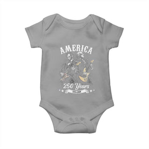 America 250 Years Abraham Lincoln and George Washington Rock Concert Baby Onesie Presidents Jamming Electric Guitars 1776 to 2026 Semiquincentennial TS02 Sport Gray Print Your Wear