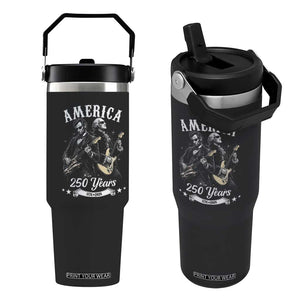 America 250 Years Abraham Lincoln and George Washington Rock Concert Flip Straw Tumbler Presidents Jamming Electric Guitars 1776 to 2026 Semiquincentennial TS02 One Size: 30 oz Black Print Your Wear