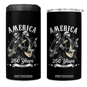 America 250 Years Abraham Lincoln and George Washington Rock Concert 4 in 1 Can Cooler Tumbler Presidents Jamming Electric Guitars 1776 to 2026 Semiquincentennial TS02 One Size: 16 oz Black Print Your Wear