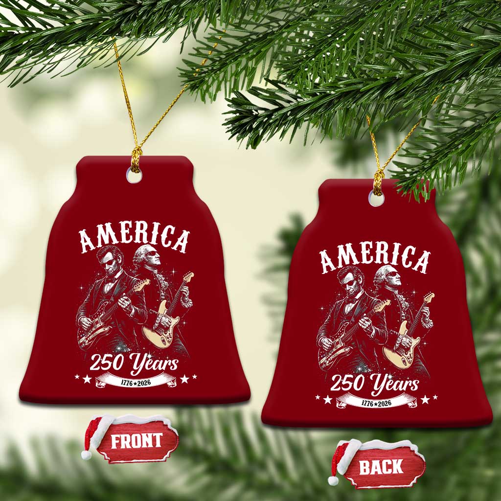America 250 Years Abraham Lincoln and George Washington Rock Concert Ceramic Ornament Presidents Jamming Electric Guitars 1776 to 2026 Semiquincentennial TS02 Print Your Wear