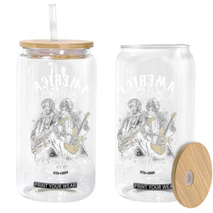 America 250 Years Abraham Lincoln and George Washington Rock Concert Glass Can Presidents Jamming Electric Guitars 1776 to 2026 Semiquincentennial TS02 Print Your Wear