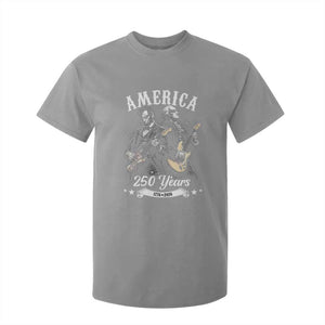 America 250 Years Abraham Lincoln and George Washington Rock Concert T Shirt For Kid Presidents Jamming Electric Guitars 1776 to 2026 Semiquincentennial TS02 Sport Gray Print Your Wear