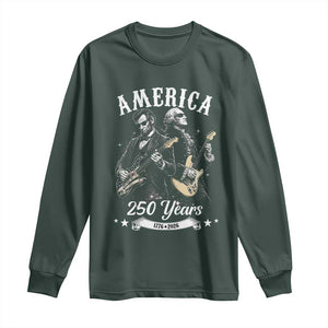 America 250 Years Abraham Lincoln and George Washington Rock Concert Long Sleeve Shirt Presidents Jamming Electric Guitars 1776 to 2026 Semiquincentennial TS02 Dark Forest Green Print Your Wear