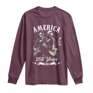 America 250 Years Abraham Lincoln and George Washington Rock Concert Long Sleeve Shirt Presidents Jamming Electric Guitars 1776 to 2026 Semiquincentennial TS02 Maroon Print Your Wear