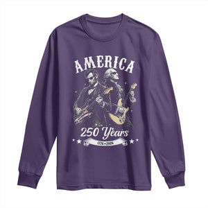 America 250 Years Abraham Lincoln and George Washington Rock Concert Long Sleeve Shirt Presidents Jamming Electric Guitars 1776 to 2026 Semiquincentennial TS02 Purple Print Your Wear