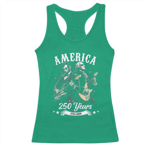 America 250 Years Abraham Lincoln and George Washington Rock Concert Racerback Tank Top Presidents Jamming Electric Guitars 1776 to 2026 Semiquincentennial TS02 Irish Green Print Your Wear