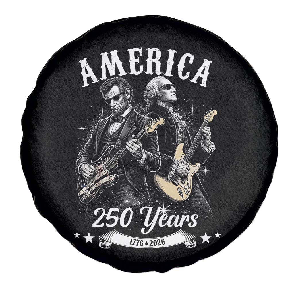 America 250 Years Abraham Lincoln and George Washington Rock Concert Spare Tire Cover Presidents Jamming Electric Guitars 1776 to 2026 Semiquincentennial TS02 Print Your Wear