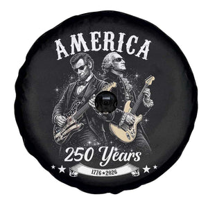 America 250 Years Abraham Lincoln and George Washington Rock Concert Spare Tire Cover Presidents Jamming Electric Guitars 1776 to 2026 Semiquincentennial TS02 Print Your Wear