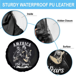 America 250 Years Abraham Lincoln and George Washington Rock Concert Spare Tire Cover Presidents Jamming Electric Guitars 1776 to 2026 Semiquincentennial TS02 Print Your Wear