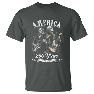 America 250 Years Abraham Lincoln and George Washington Rock Concert T Shirt Presidents Jamming Electric Guitars 1776 to 2026 Semiquincentennial TS02 Dark Heather Print Your Wear
