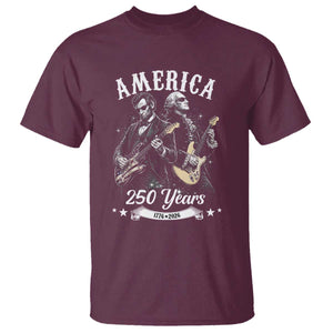 America 250 Years Abraham Lincoln and George Washington Rock Concert T Shirt Presidents Jamming Electric Guitars 1776 to 2026 Semiquincentennial TS02 Maroon Print Your Wear