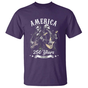 America 250 Years Abraham Lincoln and George Washington Rock Concert T Shirt Presidents Jamming Electric Guitars 1776 to 2026 Semiquincentennial TS02 Purple Print Your Wear