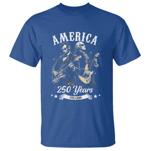 America 250 Years Abraham Lincoln and George Washington Rock Concert T Shirt Presidents Jamming Electric Guitars 1776 to 2026 Semiquincentennial TS02 Royal Blue Print Your Wear