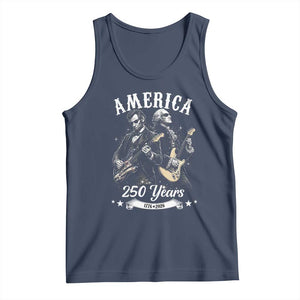 America 250 Years Abraham Lincoln and George Washington Rock Concert Tank Top Presidents Jamming Electric Guitars 1776 to 2026 Semiquincentennial TS02 Navy Print Your Wear