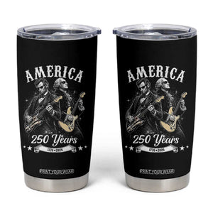 America 250 Years Abraham Lincoln and George Washington Rock Concert Tumbler Cup Presidents Jamming Electric Guitars 1776 to 2026 Semiquincentennial TS02 Black Print Your Wear