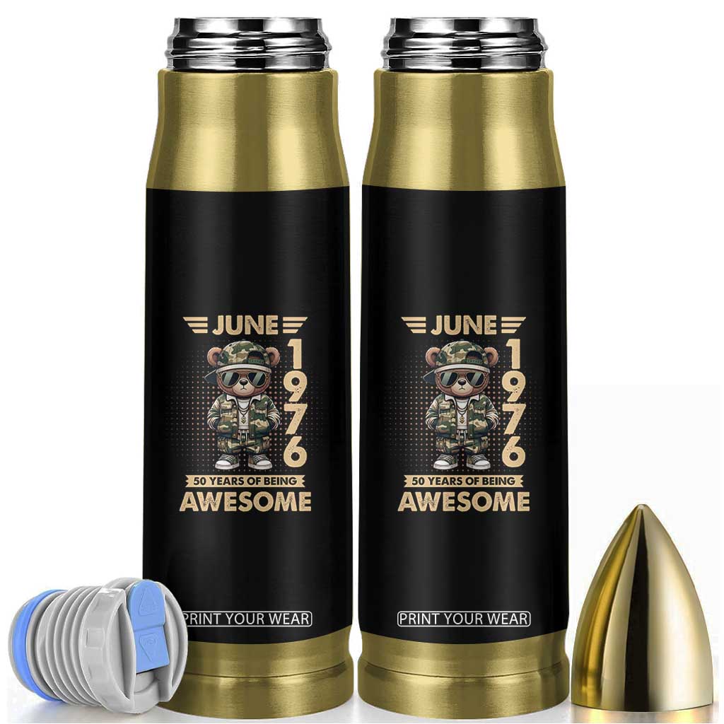 Cool Teddy Bear June 1976 50th Birthday Bullet Tumbler 50 Years Of Being Awesome Retro Streetwear Gift