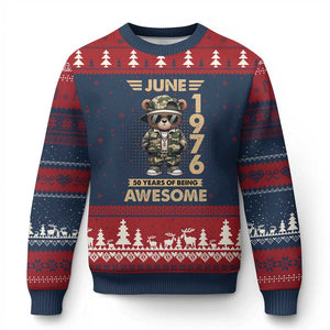 Cool Teddy Bear June 1976 50th Birthday Ugly Christmas Sweater 50 Years Of Being Awesome Retro Streetwear Gift