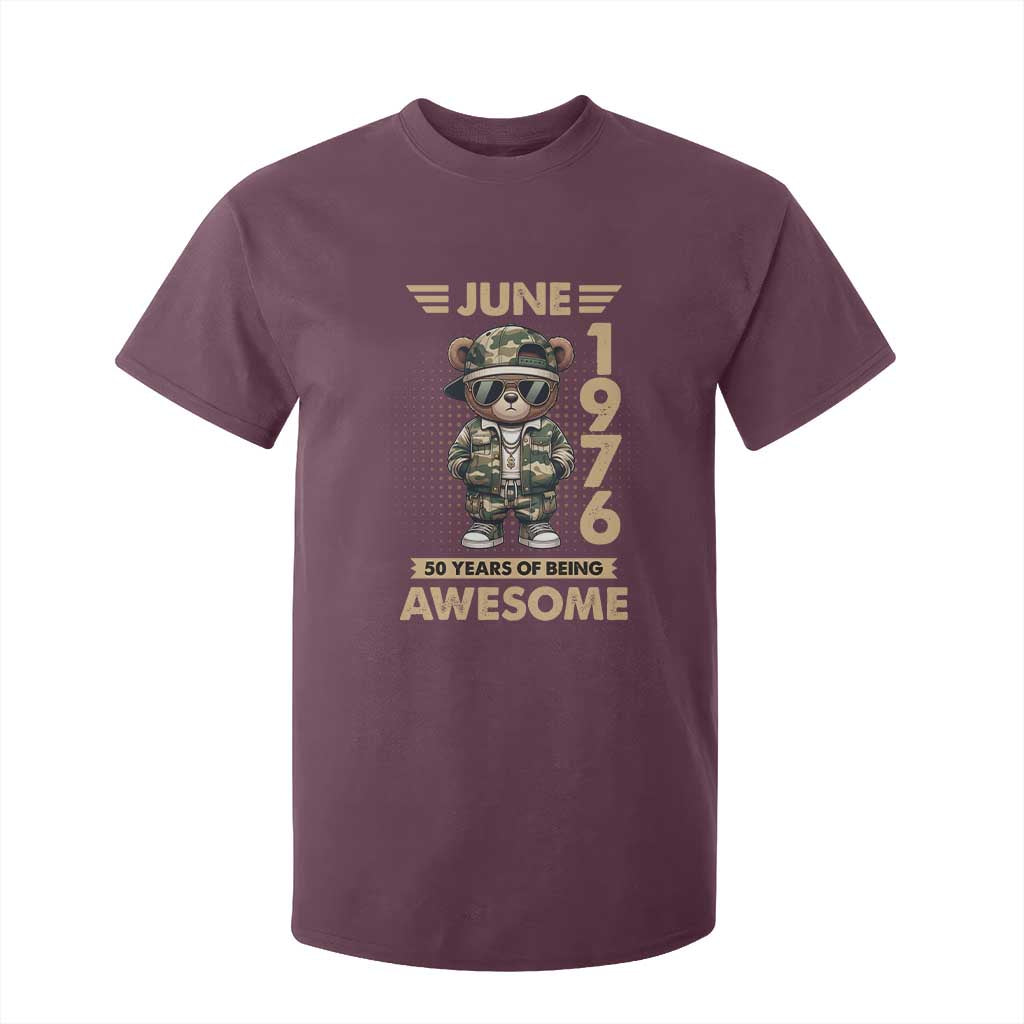 Cool Teddy Bear June 1976 50th Birthday T Shirt For Kid 50 Years Of Being Awesome Retro Streetwear Gift