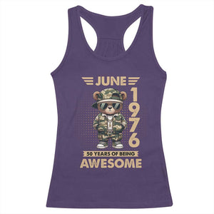 Cool Teddy Bear June 1976 50th Birthday Racerback Tank Top 50 Years Of Being Awesome Retro Streetwear Gift