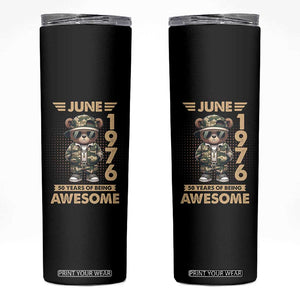 Cool Teddy Bear June 1976 50th Birthday Skinny Tumbler 50 Years Of Being Awesome Retro Streetwear Gift