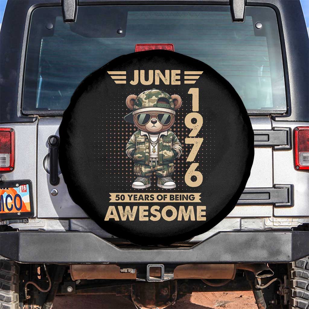Cool Teddy Bear June 1976 50th Birthday Spare Tire Cover 50 Years Of Being Awesome Retro Streetwear Gift